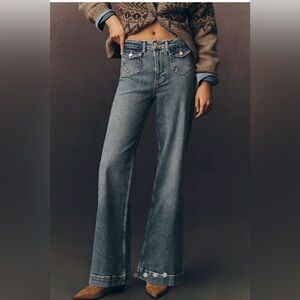 Pilcro Anthropologie Pocket High Rise Flare Blue Women's Jeans